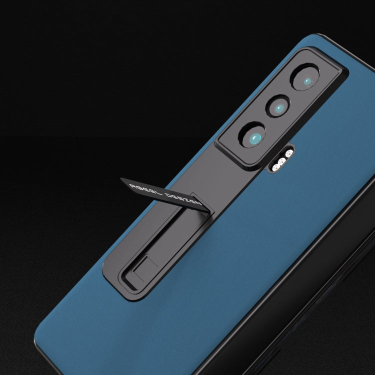 For Honor Magic Vs ABEEL Integrated Genuine Leather Silky Soft Phone Case with Holder(Blue)