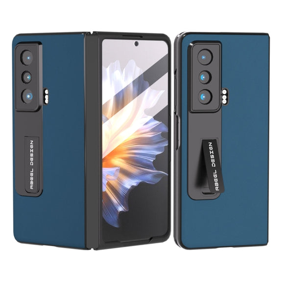 For Honor Magic Vs ABEEL Integrated Genuine Leather Silky Soft Phone Case with Holder(Blue)