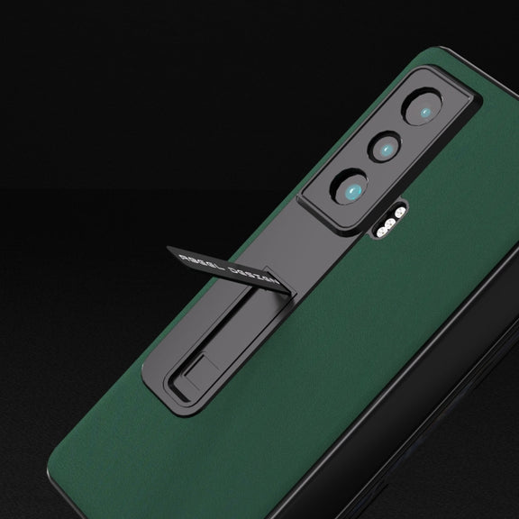For Honor Magic Vs ABEEL Integrated Genuine Leather Silky Soft Phone Case with Holder(Green)