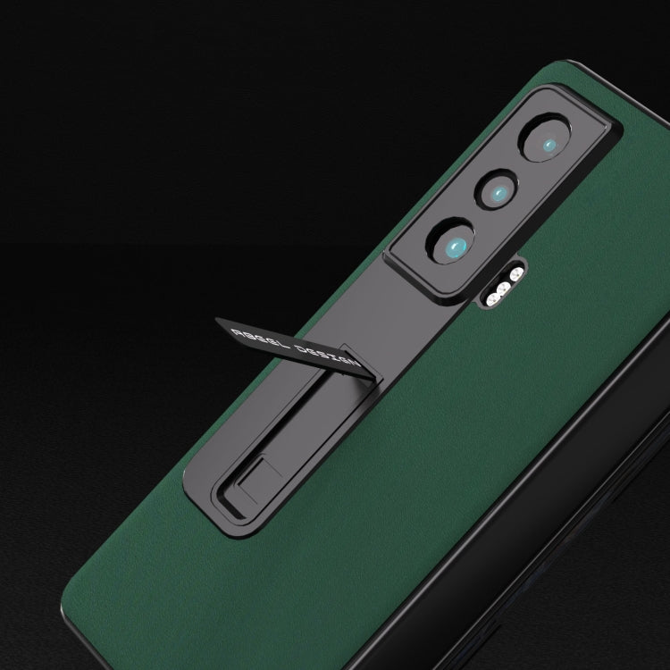 For Honor Magic Vs ABEEL Integrated Genuine Leather Silky Soft Phone Case with Holder(Green)
