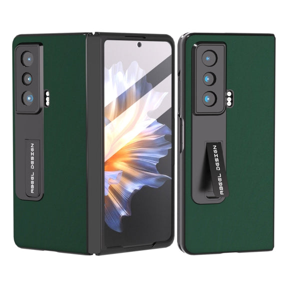 For Honor Magic Vs ABEEL Integrated Genuine Leather Silky Soft Phone Case with Holder(Green)