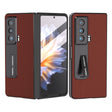 For Honor Magic Vs ABEEL Integrated Genuine Leather Silky Soft Phone Case with Holder(Coffee) - Honor Cases by PMC TechLife | Online Shopping South Africa | PMC TechLife | Buy Now Pay Later Mobicred