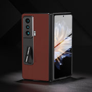 For Honor Magic Vs ABEEL Integrated Genuine Leather Silky Soft Phone Case with Holder(Coffee)