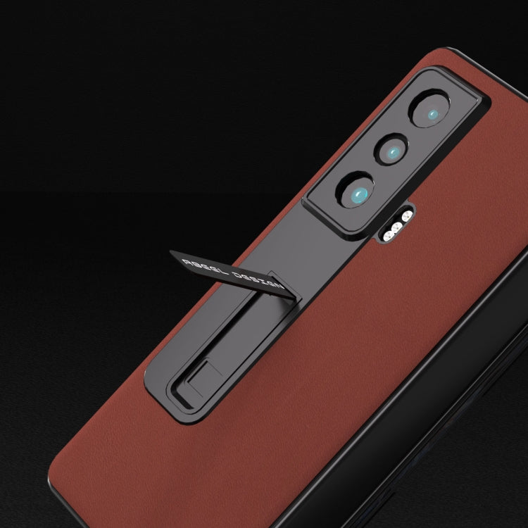 For Honor Magic Vs ABEEL Integrated Genuine Leather Silky Soft Phone Case with Holder(Coffee)