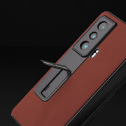 For Honor Magic Vs ABEEL Integrated Genuine Leather Silky Soft Phone Case with Holder(Coffee)