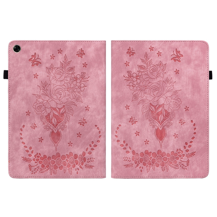 For Realme Pad 10.4 / Pad 5G 10.4 Butterfly Rose Embossed Leather Tablet Case(Pink)
