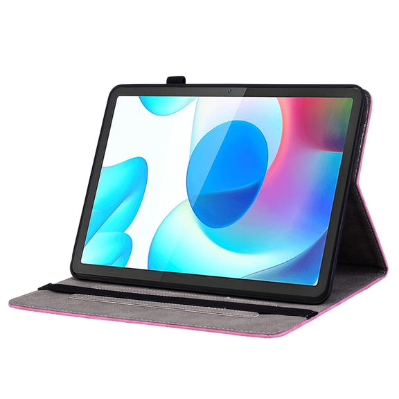For Realme Pad 10.4 / Pad 5G 10.4 Butterfly Rose Embossed Leather Tablet Case(Rose Red)