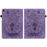 For Realme Pad 10.4 / Pad 5G 10.4 Butterfly Rose Embossed Leather Tablet Case(Purple)