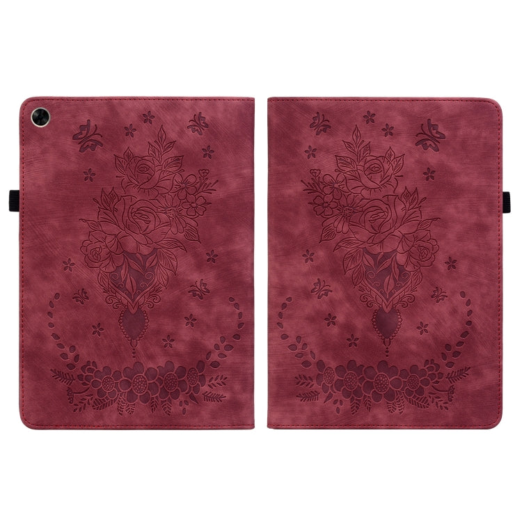 For Realme Pad 10.4 / Pad 5G 10.4 Butterfly Rose Embossed Leather Tablet Case(Red)