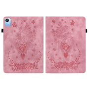 For Realme Pad X Butterfly Rose Embossed Leather Tablet Case(Pink)