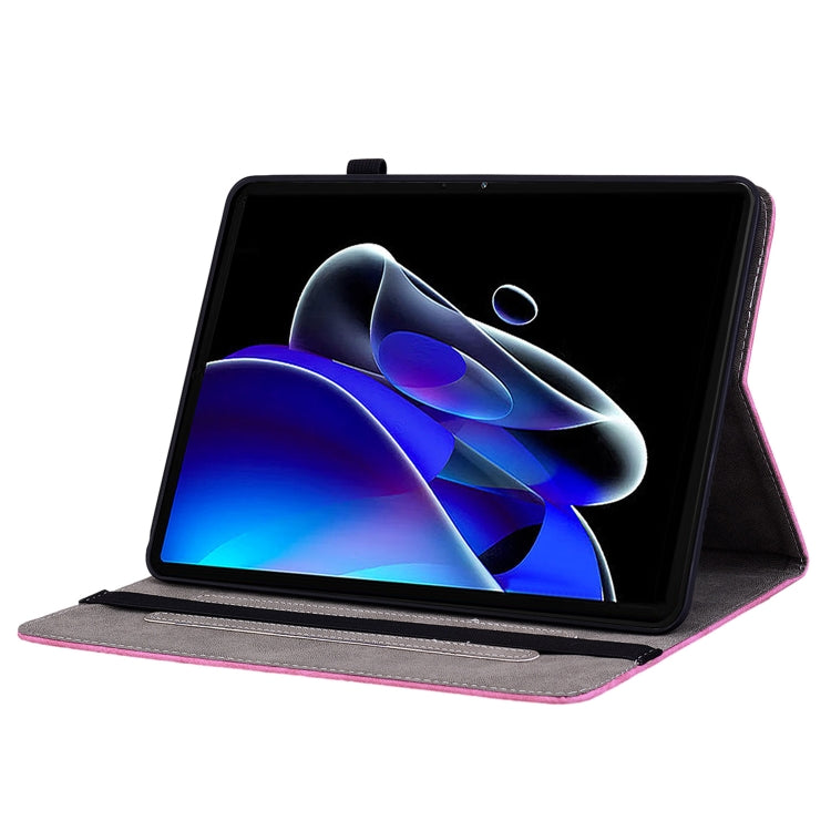For Realme Pad X Butterfly Rose Embossed Leather Tablet Case(Rose Red)