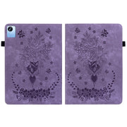 For Realme Pad X Butterfly Rose Embossed Leather Tablet Case(Purple)