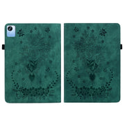 For Realme Pad X Butterfly Rose Embossed Leather Tablet Case(Green)