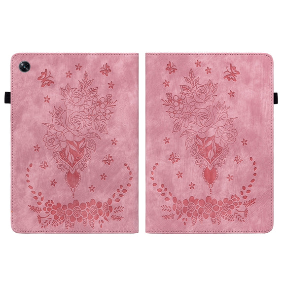 For OPPO Pad Air Butterfly Rose Embossed Leather Tablet Case(Pink)