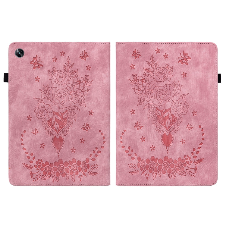 For OPPO Pad Air Butterfly Rose Embossed Leather Tablet Case(Pink)
