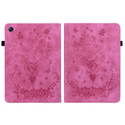 For OPPO Pad Air Butterfly Rose Embossed Leather Tablet Case(Rose Red)