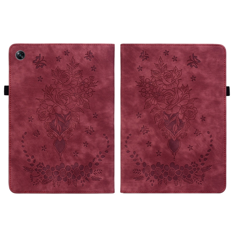 For OPPO Pad Air Butterfly Rose Embossed Leather Tablet Case(Red)