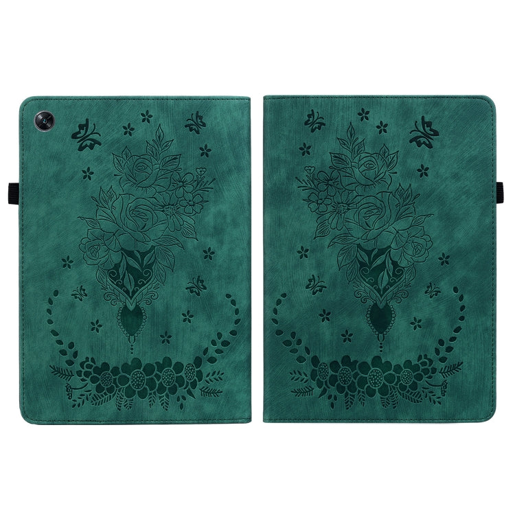 For OPPO Pad Air Butterfly Rose Embossed Leather Tablet Case(Green)