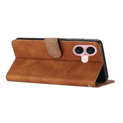 For iPhone 16 Seven Butterflies Embossed Leather Phone Case(Brown)