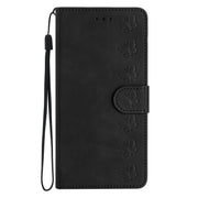 For iPhone 16 Plus Seven Butterflies Embossed Leather Phone Case(Black)