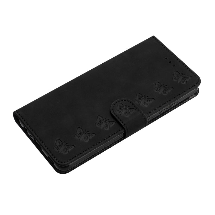 For iPhone 16 Plus Seven Butterflies Embossed Leather Phone Case(Black)