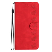 For iPhone 16 Pro Seven Butterflies Embossed Leather Phone Case(Red)