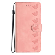 For iPhone 16e Seven Butterflies Embossed Leather Phone Case(Pink)