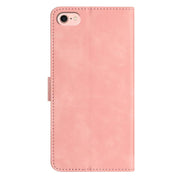 For iPhone 16e Seven Butterflies Embossed Leather Phone Case(Pink)