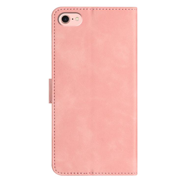 For iPhone 16e Seven Butterflies Embossed Leather Phone Case(Pink)