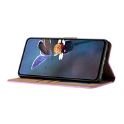 For iPhone 16e Seven Butterflies Embossed Leather Phone Case(Purple)