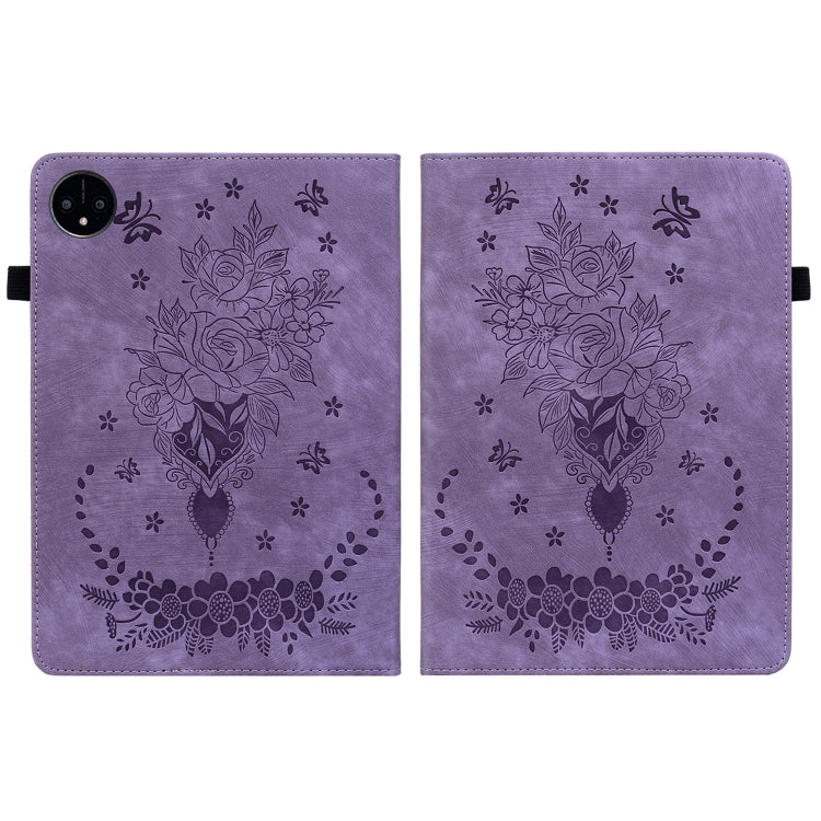 For Huawei MatePad Pro 11 2022 Butterfly Rose Embossed Leather Tablet Case(Purple)