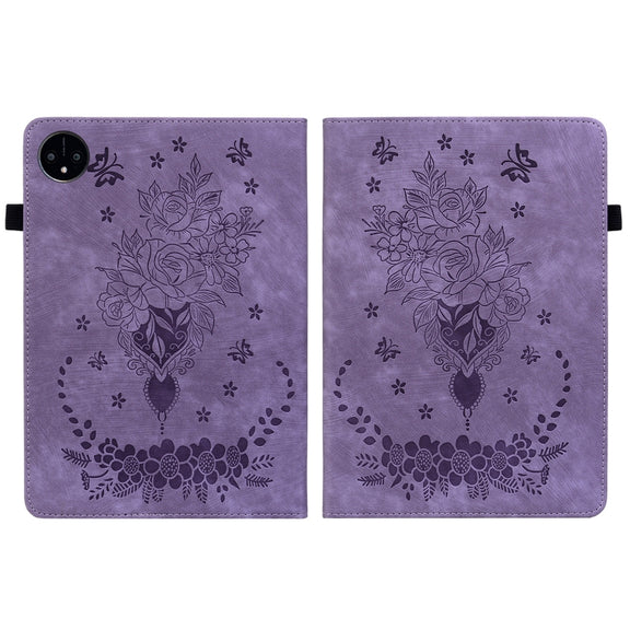 For Huawei MatePad Pro 11 2022 Butterfly Rose Embossed Leather Tablet Case(Purple)
