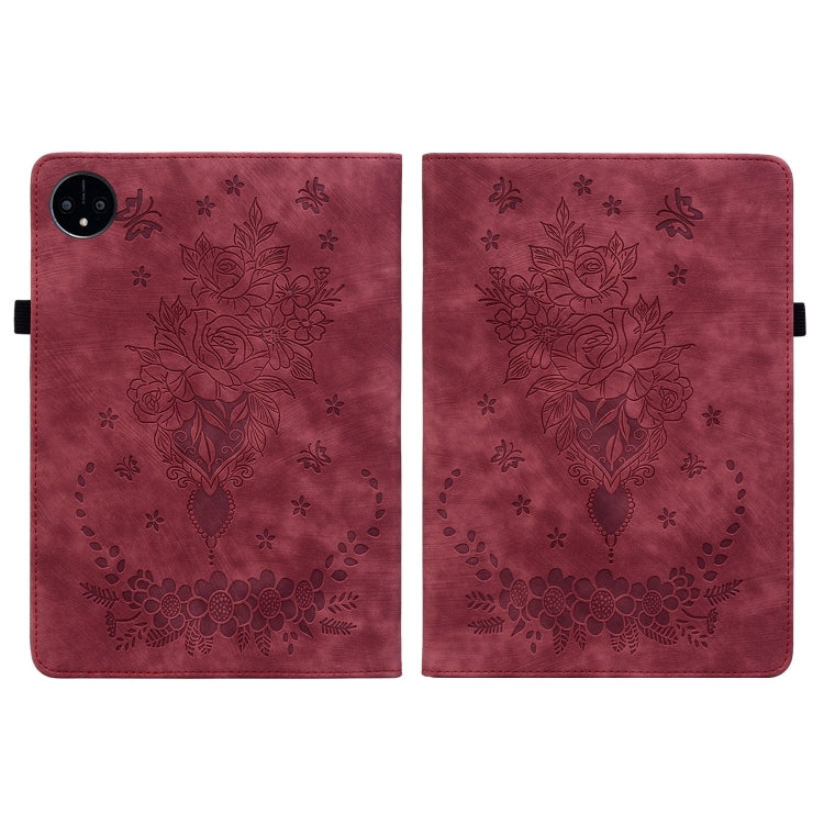 For Huawei MatePad Pro 11 2022 Butterfly Rose Embossed Leather Tablet Case(Red)