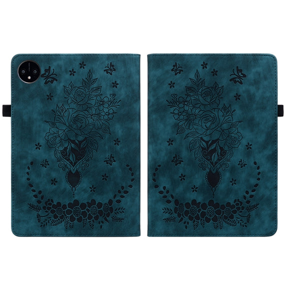 For Huawei MatePad Pro 11 2022 Butterfly Rose Embossed Leather Tablet Case(Dark Blue)