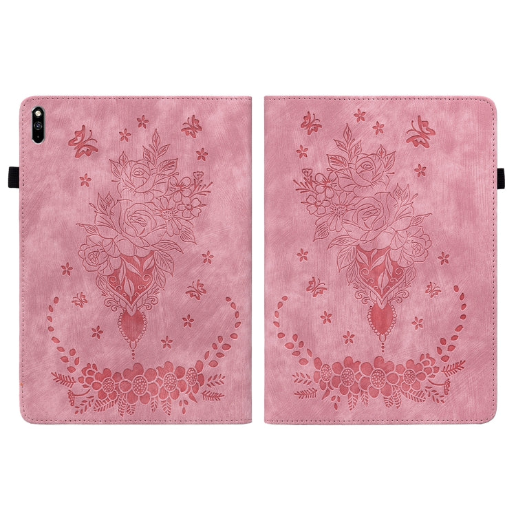For Huawei MatePad Pro 10.8 2021 / 2018 Butterfly Rose Embossed Leather Tablet Case(Pink)