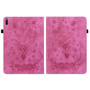 For Huawei MatePad Pro 10.8 2021 / 2018 Butterfly Rose Embossed Leather Tablet Case(Rose Red)