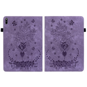 For Huawei MatePad Pro 10.8 2021 / 2018 Butterfly Rose Embossed Leather Tablet Case(Purple)
