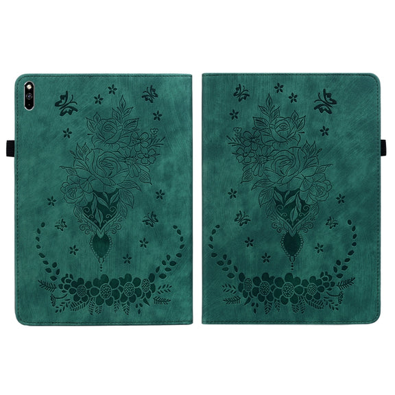For Huawei MatePad Pro 10.8 2021 / 2018 Butterfly Rose Embossed Leather Tablet Case(Green)