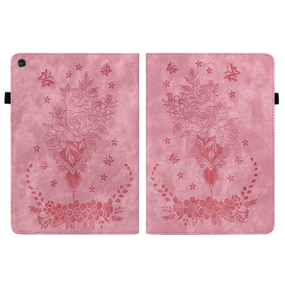 For Huawei MatePad T 10s / Enjoy Tablet 2 Butterfly Rose Embossed Leather Tablet Case(Pink)