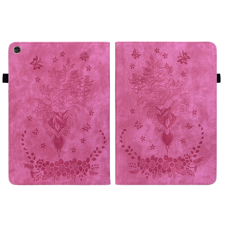 For Huawei MatePad T 10s / Enjoy Tablet 2 Butterfly Rose Embossed Leather Tablet Case(Rose Red)