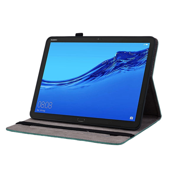 For Huawei MediaPad M5 Lite / C5 10.1 Butterfly Rose Embossed Leather Tablet Case(Green)