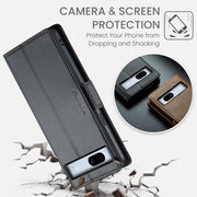 For Google Pixel 7a CaseMe 023 Butterfly Buckle Litchi Texture RFID Anti-theft Leather Phone Case(Black)