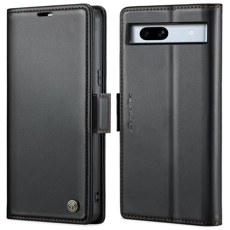 For Google Pixel 7a CaseMe 023 Butterfly Buckle Litchi Texture RFID Anti-theft Leather Phone Case(Black)
