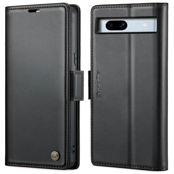 For Google Pixel 7a CaseMe 023 Butterfly Buckle Litchi Texture RFID Anti-theft Leather Phone Case(Black)
