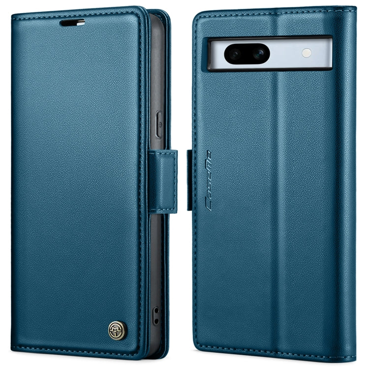 For Google Pixel 7a CaseMe 023 Butterfly Buckle Litchi Texture RFID Anti-theft Leather Phone Case(Blue)