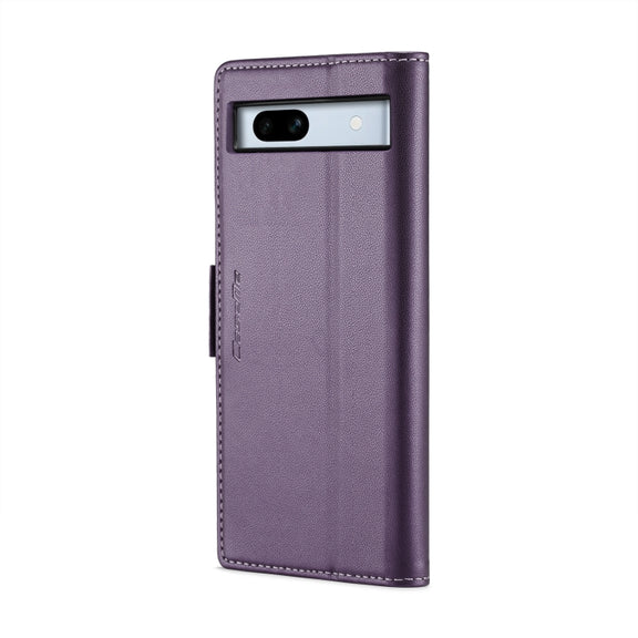 For Google Pixel 7a CaseMe 023 Butterfly Buckle Litchi Texture RFID Anti-theft Leather Phone Case(Pearly Purple)