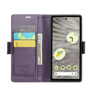 For Google Pixel 7a CaseMe 023 Butterfly Buckle Litchi Texture RFID Anti-theft Leather Phone Case(Pearly Purple)