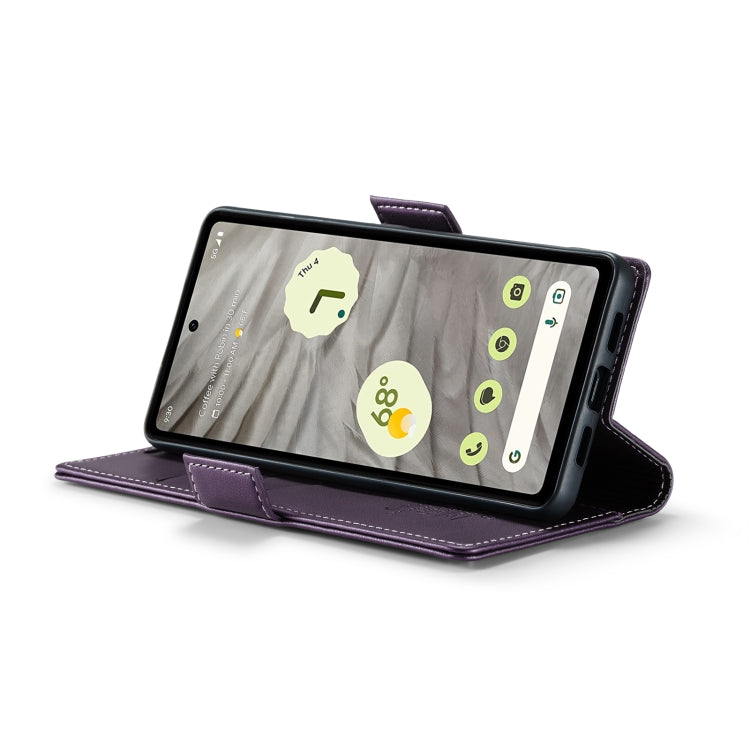 For Google Pixel 7a CaseMe 023 Butterfly Buckle Litchi Texture RFID Anti-theft Leather Phone Case(Pearly Purple)