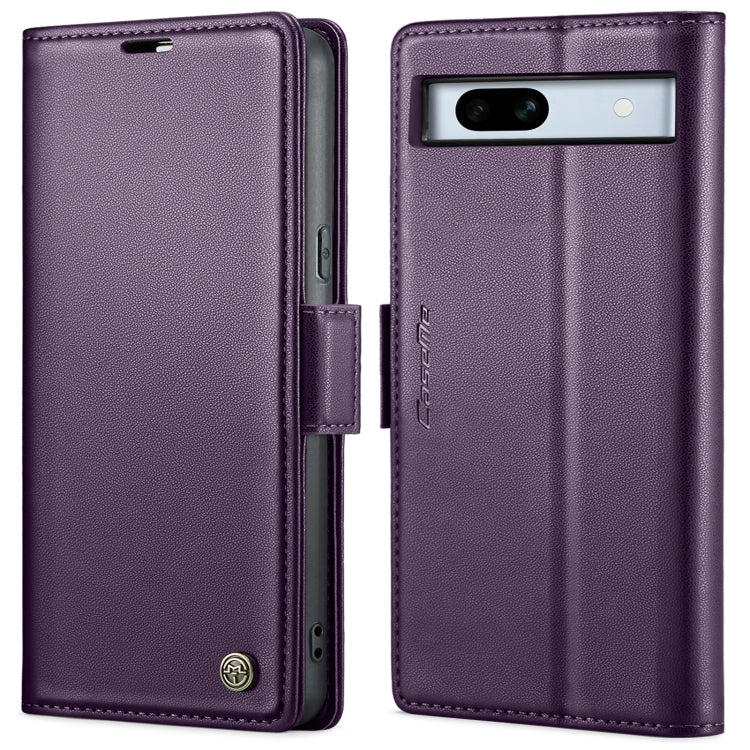 For Google Pixel 7a CaseMe 023 Butterfly Buckle Litchi Texture RFID Anti-theft Leather Phone Case(Pearly Purple)