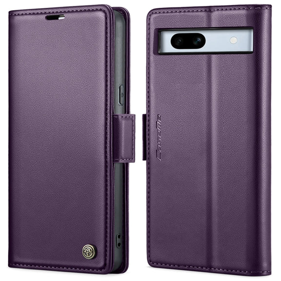 For Google Pixel 7a CaseMe 023 Butterfly Buckle Litchi Texture RFID Anti-theft Leather Phone Case(Pearly Purple)